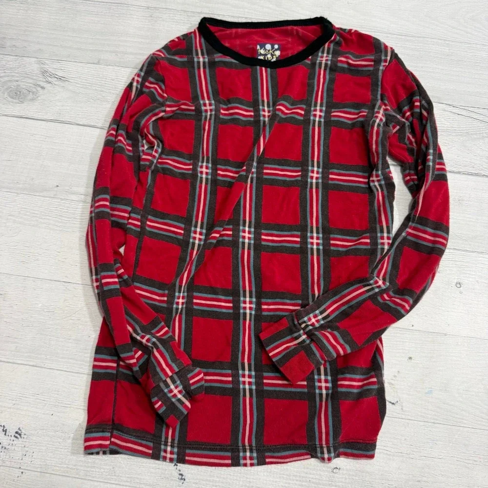 Kickee Pants Kickee kids red plaid pajamas size 8